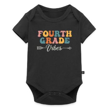 Vierte Klasse Vibes 4. Team Retro 100. Schultag - Baby Premium Kurzarmbody - Schwarz - Vorne