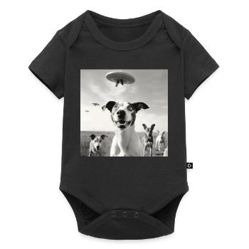 Selfie Chien OVNI Drôle Alien Ovni Amoureux De Chien - Body à manches courtes Premium Bébé - noir - Devant