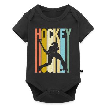 Hockey sur gazon Rétro Vintage Hockey - Body à manches courtes Premium Bébé - noir - Devant