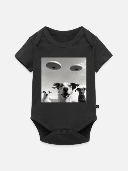 Selfie Chien OVNI Drôle Alien Ovni Amoureux De Chien - Body à manches courtes Premium Bébé - noir
