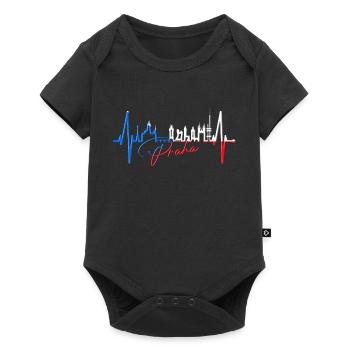 Prague Skyline Heartbeat République Tchèque Heart Love Praha - Body à manches courtes Premium Bébé - noir - Devant