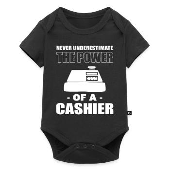 Never Underestimate The Power Of Cashier Kassierer - Baby Premium Kurzarmbody - Schwarz - Vorne