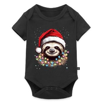 Cute Sloth Art Christmas - Christmas Sloth Design - Baby Premium short-sleeve bodysuit - black - Front