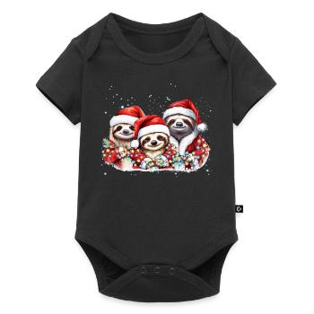 Sloth Family Christmas, Mom, Dad, Baby Sloth Chris - Baby Premium short-sleeve bodysuit - black - Front