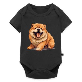 Hund Chow Chow - Baby Premium Kurzarmbody - Schwarz - Vorne