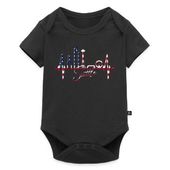 Seattle Skyline Herzschlag USA Fan Herz Puls Liebe - Baby Premium Kurzarmbody - Schwarz - Vorne