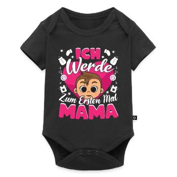 Schwanger Schwangerschaft Ich werde Mama - Baby Premium Kurzarmbody - Schwarz - Vorne