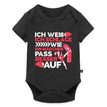 Kickboxerin Kickboxen - Baby Premium Kurzarmbody - Schwarz - Vorne