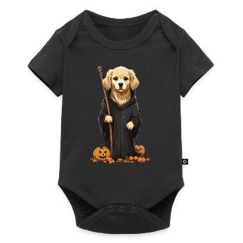 Golden Retriever Sorcier Chiens Mignons Halloween - Body à manches courtes Premium Bébé - noir - Devant