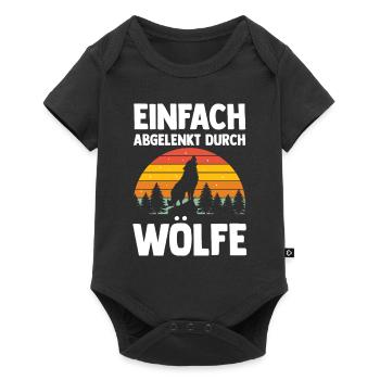 Tier Waldtier Wolf - Baby Premium Kurzarmbody - Schwarz - Vorne