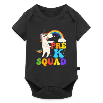 100e jour d’école de l’escouade Pre-K Flossing Unicorn - Body à manches courtes Premium Bébé - noir - Devant
