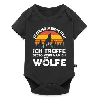 Tier Waldtier Wolf - Baby Premium Kurzarmbody - Schwarz - Vorne