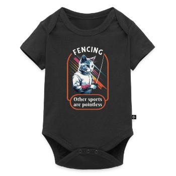 cats, fencers, gamer, funny fencing, sports, cats - Baby Premium short-sleeve bodysuit - black - Front