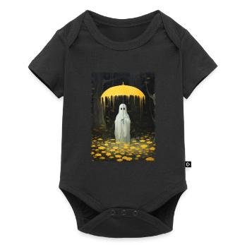 Halloween Spooky Ghost In The Forest Umbrella - Baby Premium Kurzarmbody - Schwarz - Vorne