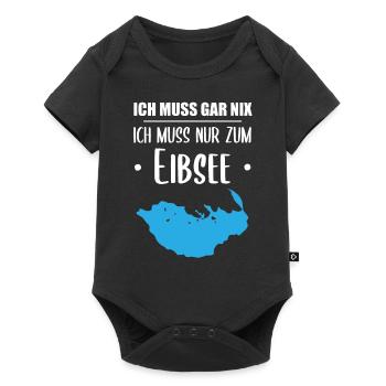 "Ich muss nur zum Eibsee" - Berge und See Design - Baby Premium Kurzarmbody - Schwarz - Vorne