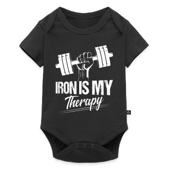 Iron Is My Therapy Workout Training Weight Lifting - Baby Premium short-sleeve bodysuit - black - Front
