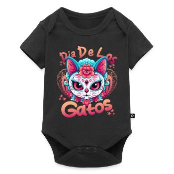 Kawaii Sugar Skull Cat Dia de Los Gatos Day of The - Baby Premium Kurzarmbody - Schwarz - Vorne