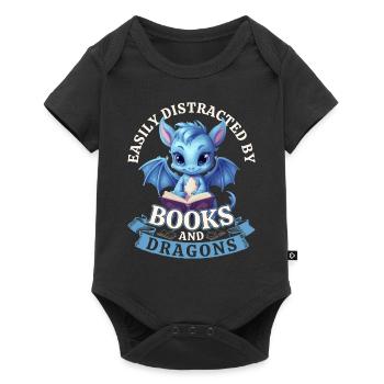 Facilement distrait par les livres et les dragons : Dragons - Body à manches courtes Premium Bébé - noir - Devant
