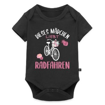 "Dieses Mädchen Liebt Radfahren" Floral - Baby Premium Kurzarmbody - Schwarz - Vorne