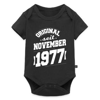 November 1977 Original seit 46 Jahren Mann Frau - Baby Premium Kurzarmbody - Schwarz - Vorne