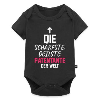 Taufe Patin Tante Patenkind Patentante - Baby Premium Kurzarmbody - Schwarz - Vorne