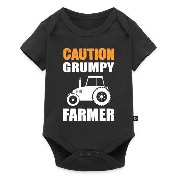Caution Grumpy Farmer Bauer - Baby Premium Kurzarmbody - Schwarz - Vorne