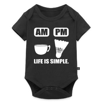 Kaffee und Badmintonliebhaber Federballspieler - Baby Premium Kurzarmbody - Schwarz - Vorne