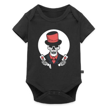 Skelett -Pokerkarten Zauberer - Baby Premium Kurzarmbody - Schwarz - Vorne