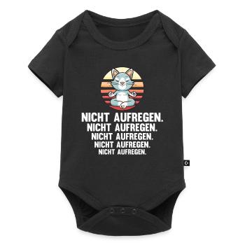 Katze Yoga Meditieren Nicht Aufregen - Baby Premium Kurzarmbody - Schwarz - Vorne