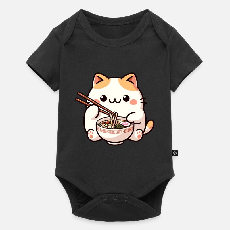 Neko Cat avec Ramen Soupe Anime - Body à manches courtes Premium Bébé - noir