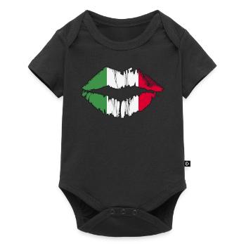 Italy Country Flag Italian Pride Italia Kiss Lips - Baby Premium Kurzarmbody - Schwarz - Vorne