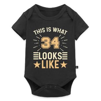 ressemble à - 34 ans 34e anniversaire - Body à manches courtes Premium Bébé - noir - Devant