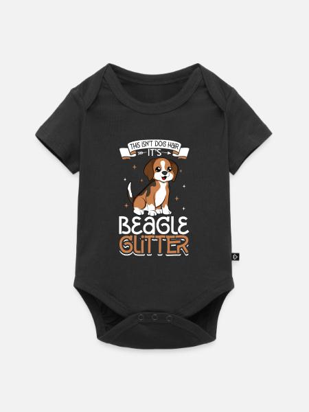Beagle Glitzer - Baby Premium Kurzarmbody - Schwarz
