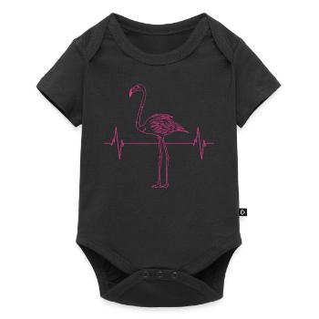 Heartbeat Flamingo Love Bird Gift - Baby Premium short-sleeve bodysuit - black - Front