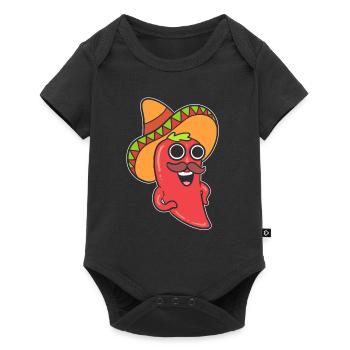 Lachender Chili -Pfeffer Komiker - Baby Premium Kurzarmbody - Schwarz - Vorne