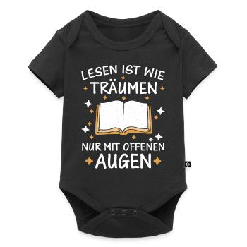 Buch Lesen Bücher Buch Nerd Bücherwurm - Baby Premium Kurzarmbody - Schwarz - Vorne