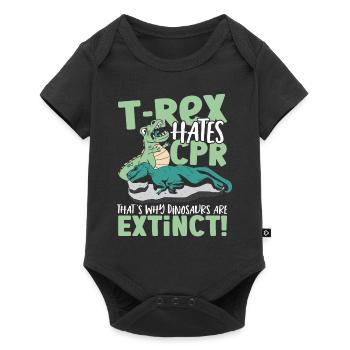 T-Rex hasst HLW Deshalb sind Dinosaurier - Baby Premium Kurzarmbody - Schwarz - Vorne