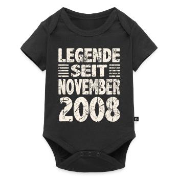 November 2008 Legende seit 15 Jahren Mann Frau - Baby Premium Kurzarmbody - Schwarz - Vorne