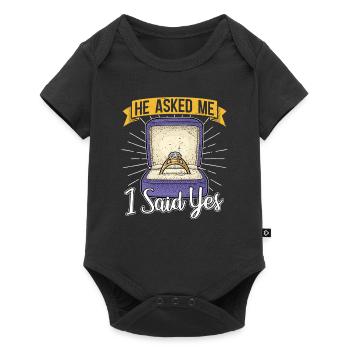 He asked me, I said yes, engagement - Baby Premium short-sleeve bodysuit - black - Front