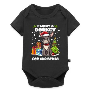 Petit âne fête Noël dans la neige - Body à manches courtes Premium Bébé - noir - Devant