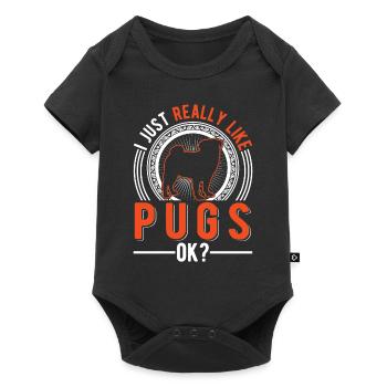 Ich mag einfach Mops Hund - Baby Premium Kurzarmbody - Schwarz - Vorne