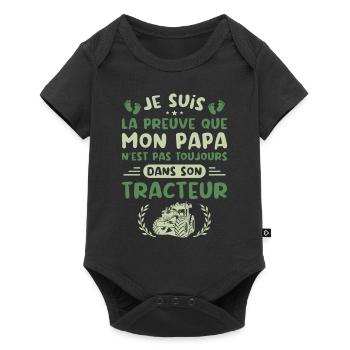 Je Suis La Preuve Que Mon Papa N'est Pas, Tracteur - Body à manches courtes Premium Bébé - noir - Devant