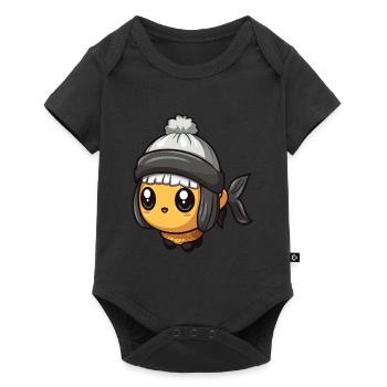 Fisch Winter Comic Niedlich - Baby Premium Kurzarmbody - Schwarz - Vorne