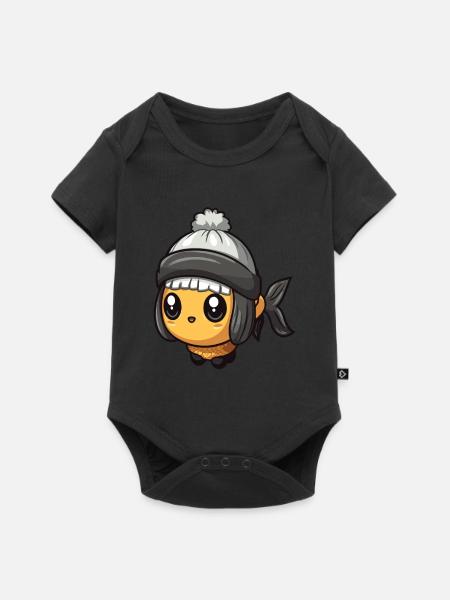 Fisch Winter Comic Niedlich - Baby Premium Kurzarmbody - Schwarz