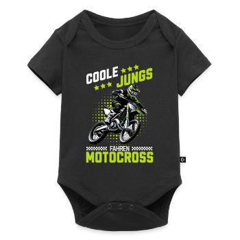 Motocross Kinder Dirtbike Geschenk Cross - Baby Premium Kurzarmbody - Schwarz - Vorne