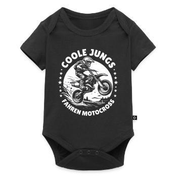 Motocross Kinder Dirtbike Geschenk Cross - Baby Premium Kurzarmbody - Schwarz - Vorne