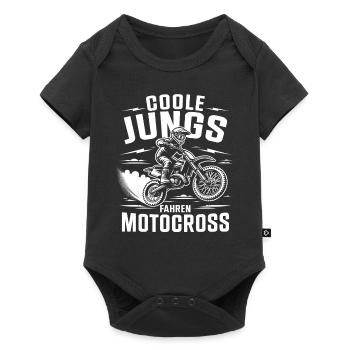 Motocross Kinder Dirtbike Geschenk Cross - Baby Premium Kurzarmbody - Schwarz - Vorne