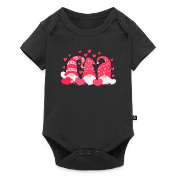 Trois nains coeur joyeux Saint Valentin coeurs Gnome - Body à manches courtes Premium Bébé - noir - Devant