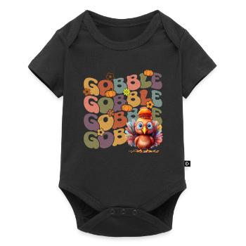 Happy Thanksgiving: Gobble Gobble Happy Turkey Day - Body à manches courtes Premium Bébé - noir - Devant