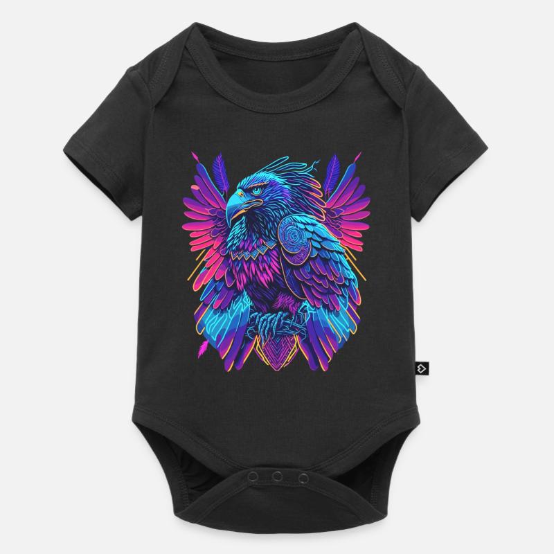 Neon Adler Synthwave Adler - Baby Premium Kurzarmbody - Schwarz